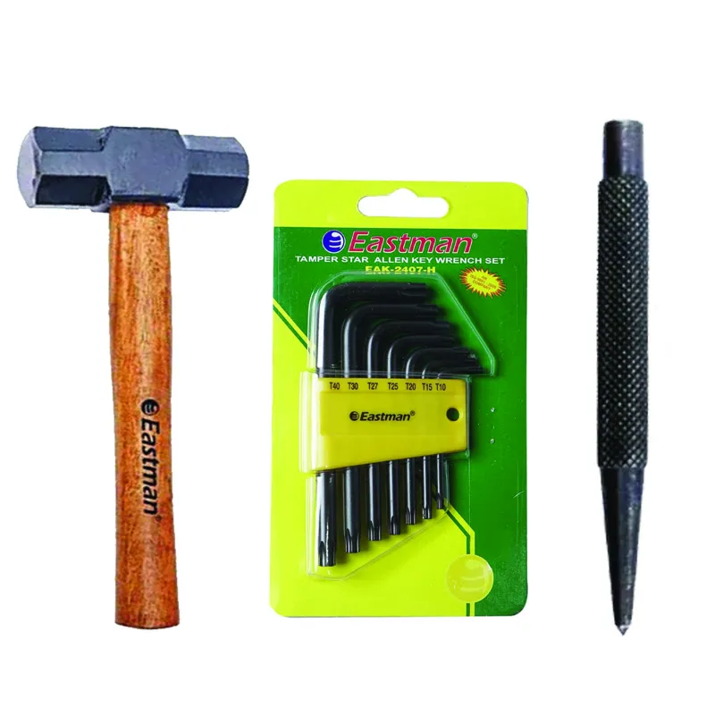Eastman Hand Tools Combo Pack : Auto Black Center Punch (E-3007), 1800 Gms Sledge Hammer (E-2440) & 7 Pcs Temper Star Allen Key Set (EAK-2407H)